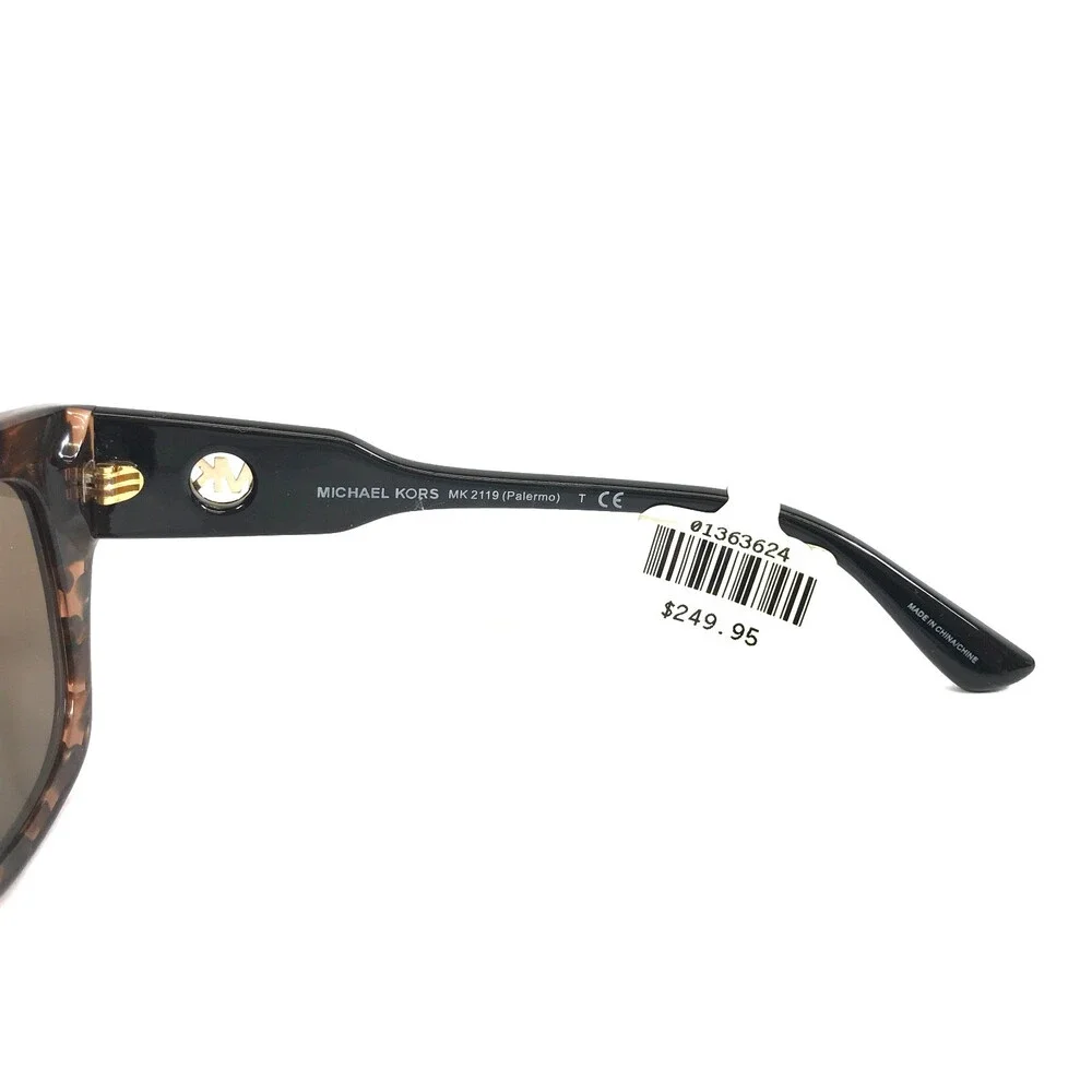 Michael Kors Sunglasses MK2119 Palermo 392273 Black Tortoise with Brown Lenses